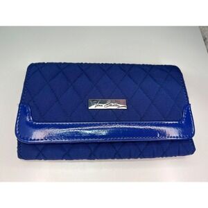 Vera Bradley Trifold Wallet Quilted Blue Print-Silver hardware‎ Christmas Gift